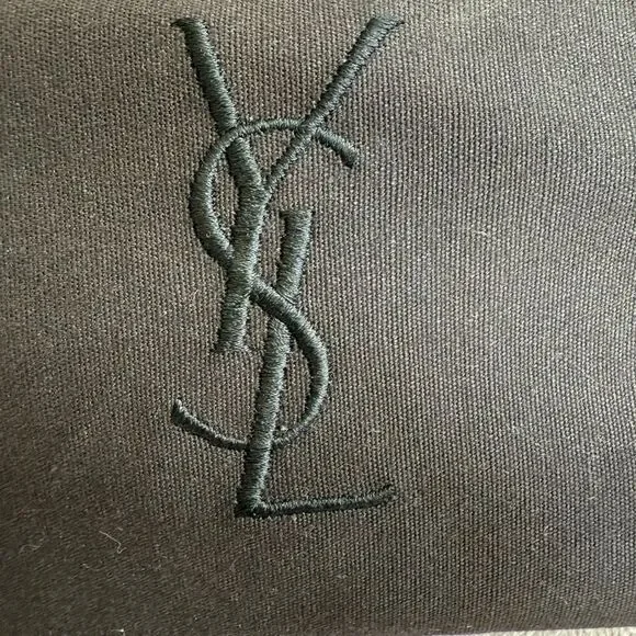 Yves Saint Laurent YSL parfums Black Canvas Logo Wristlet Clutch Bag - Picture 6 of 12